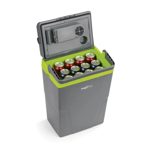 MAXXMEE Kühlbox - Wahlweise Via Netzkabel Oder KFZ-Anschluss - 22l Volumen - Grau/limegreen Kühlbox Camping Kühlschrank 22L Auto 12V 230V Thermobox Elektrisch Picknick Grau – Bild 6