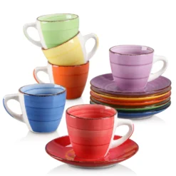 Kaffeeservice Steinzeug, Vancasso BONITA 12 Teiliges Kaffeeset, Cappuccino Tassenset Für 6 Personen, Tassen Und Untertassen