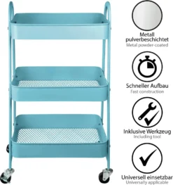 ONVAYA® Servierwagen Silvio | Beistellwagen | Blau | 30,5 X 45 X 77 Cm | 3 Fächer | Multifunktionswagen | Transportwagen | Allzweckwagen | Küchentrolley | Nischenregal 8 ONVAYA® Servierwagen Silvio | Beistellwagen | Blau | 30,5 X 45 X 77 Cm | 3 Fächer | Multifunktionswagen | Transportwagen | Allzweckwagen | Küchentrolley | Nischenregal -Qualitätsladen Für Geschirr e21000c280f831be6fc5f1ebf58bc7b1