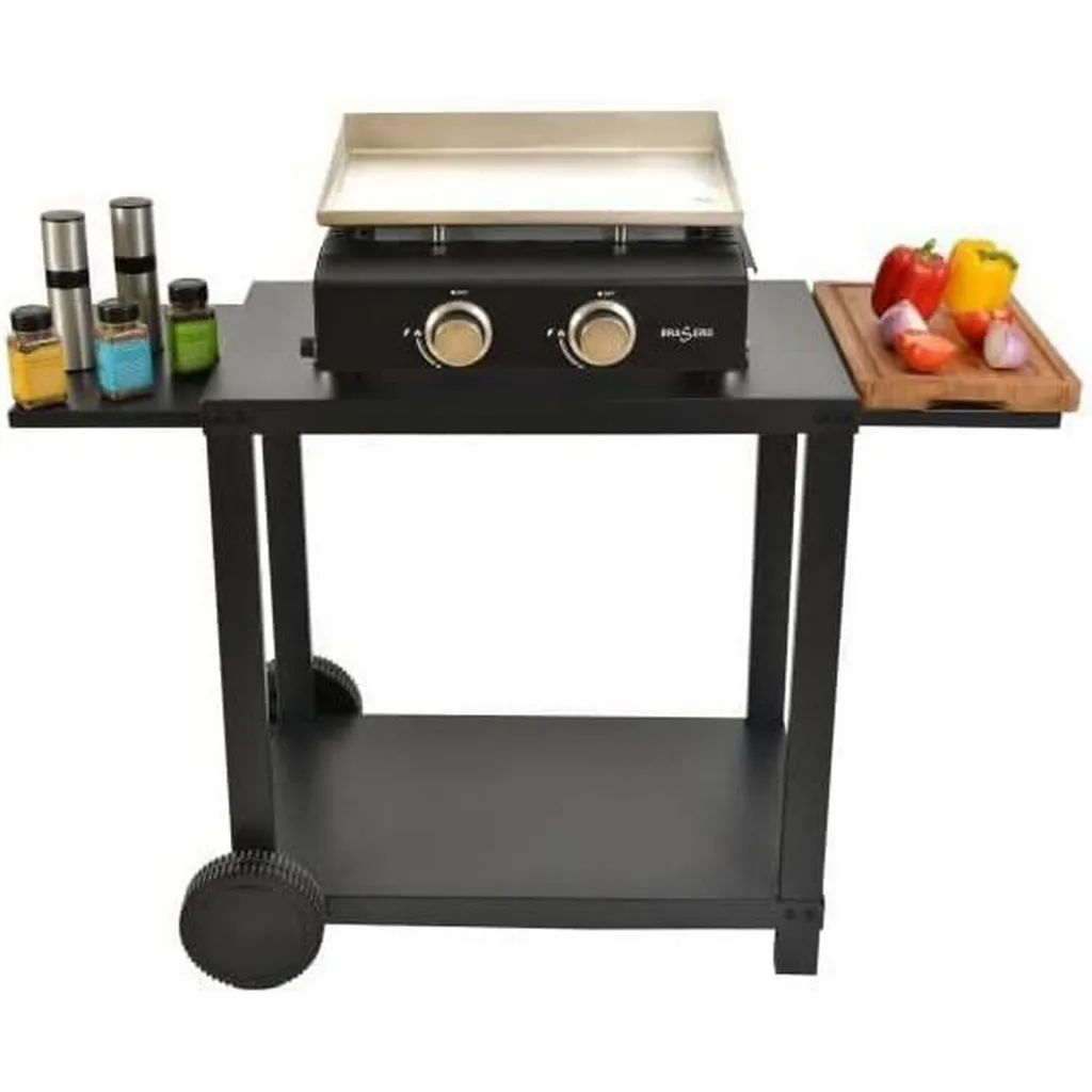 COOKINGBOX Rollwagen Für Plancha Mit Klappbaren Regalen - Stahl - Schwarz 7 COOKINGBOX Rollwagen Für Plancha Mit Klappbaren Regalen - Stahl - Schwarz – Bild 7