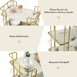 COSTWAY Küchenwagen Mit Universalrädern, Servierwagen 3 Ablagen, Marmor-Optik Barwagen Modern, Mobiler Rollwagen, Haushaltswagen Metallrahmen, Mehrzweckwagen Für Haus, Restaurant, Allzweckwagen Golden 10 COSTWAY Küchenwagen Mit Universalrädern, Servierwagen 3 Ablagen, Marmor-Optik Barwagen Modern, Mobiler Rollwagen, Haushaltswagen Metallrahmen, Mehrzweckwagen Für Haus, Restaurant, Allzweckwagen Golden -Qualitätsladen Für Geschirr e262a27f46ae2f5d4a0720df403009d2