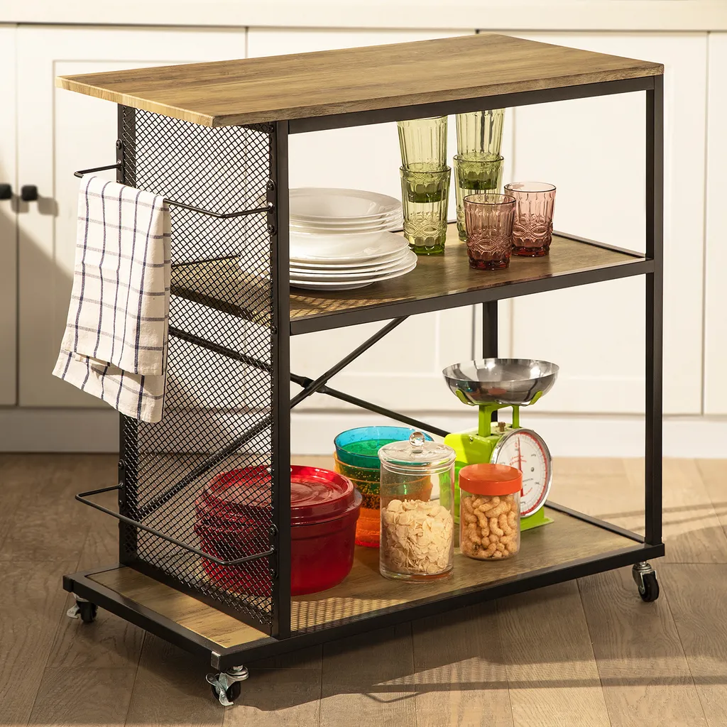 SoBuy SVW05-N Servierwagen Mit 3 Ebenen Beistellwagen Barwagen Küchenwagen Küchenregal Mit Rollen BHT Ca.: 80x80x40cm 2 SoBuy SVW05-N Servierwagen Mit 3 Ebenen Beistellwagen Barwagen Küchenwagen Küchenregal Mit Rollen BHT Ca.: 80x80x40cm – Bild 2
