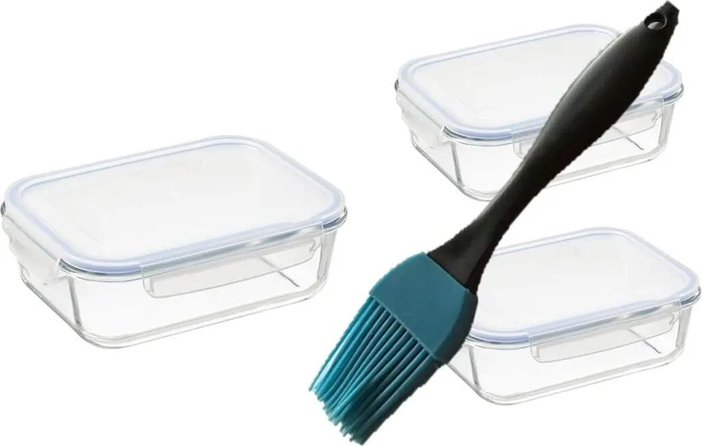 3 Vorratsdosen Set Aus Glas. + Silikon Pinsel Länge 17 Cm Im Set 1 3 Vorratsdosen Set Aus Glas. + Silikon Pinsel Länge 17 Cm Im Set