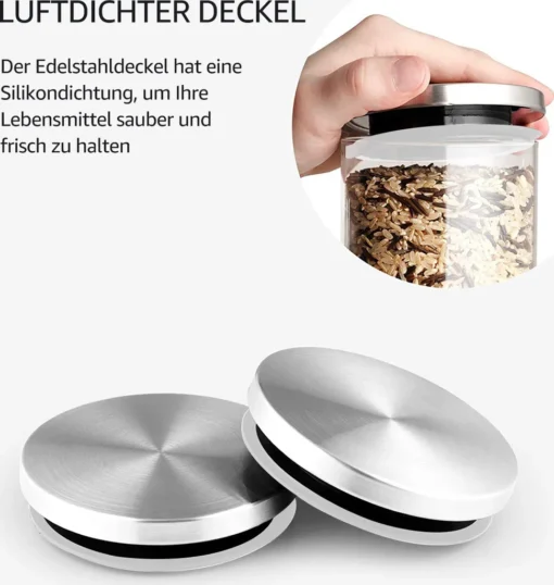 CMYBABEE Vorratsdose Glas 1400ML, Höhe 21 Cm, Vorratsglas Mit Deckel, Kaffeebohnen Behälter, Müslidose, Frischhaltedose Mit Große Einfüllöffnung (M, 1 Stück) – Bild 2