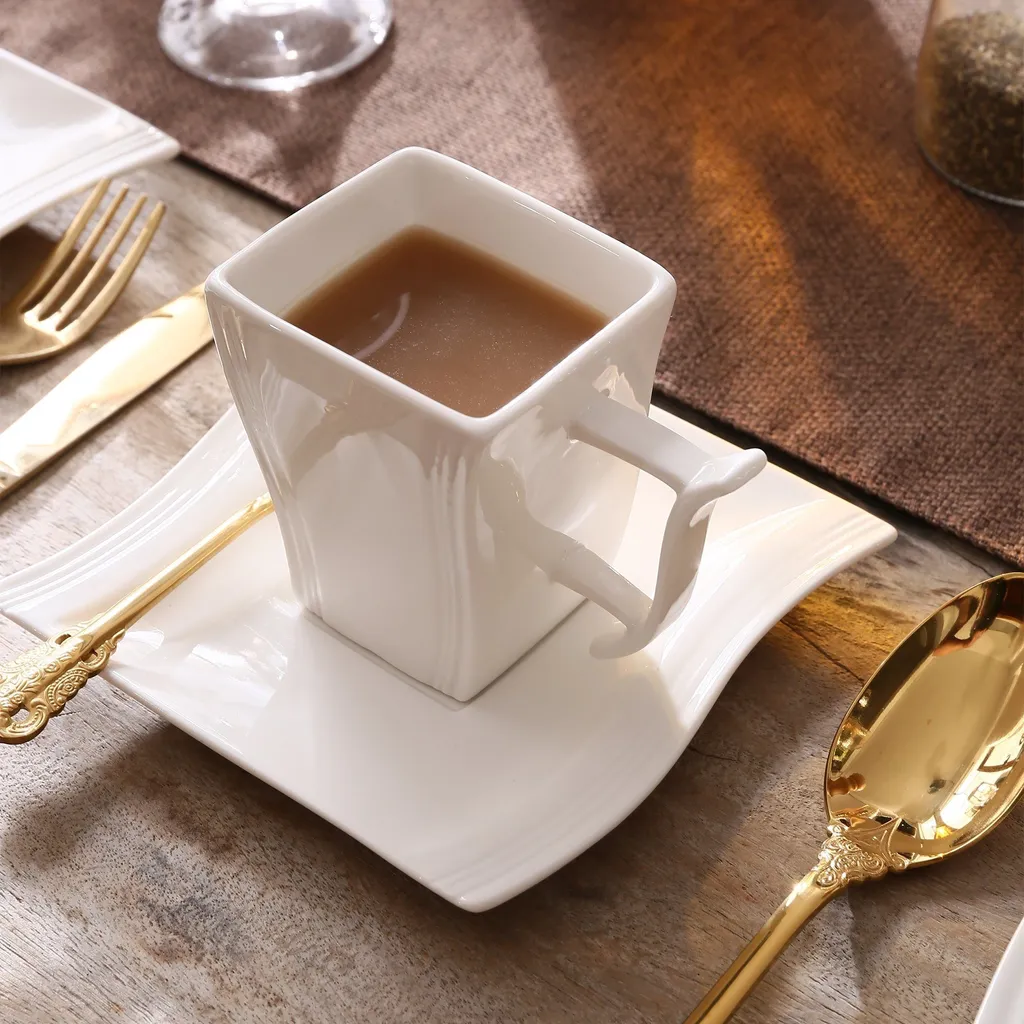 MALACASA, Serie Flora, 18 Tlg . Set Cremeweiß Porzellan Kaffeeservice Geschirrset Mit Je 6 Kuchenteller, 6 Tasse 220ml, 6 Untertasse Für 6 Personen 4 MALACASA, Serie Flora, 18 Tlg . Set Cremeweiß Porzellan Kaffeeservice Geschirrset Mit Je 6 Kuchenteller, 6 Tasse 220ml, 6 Untertasse Für 6 Personen – Bild 4