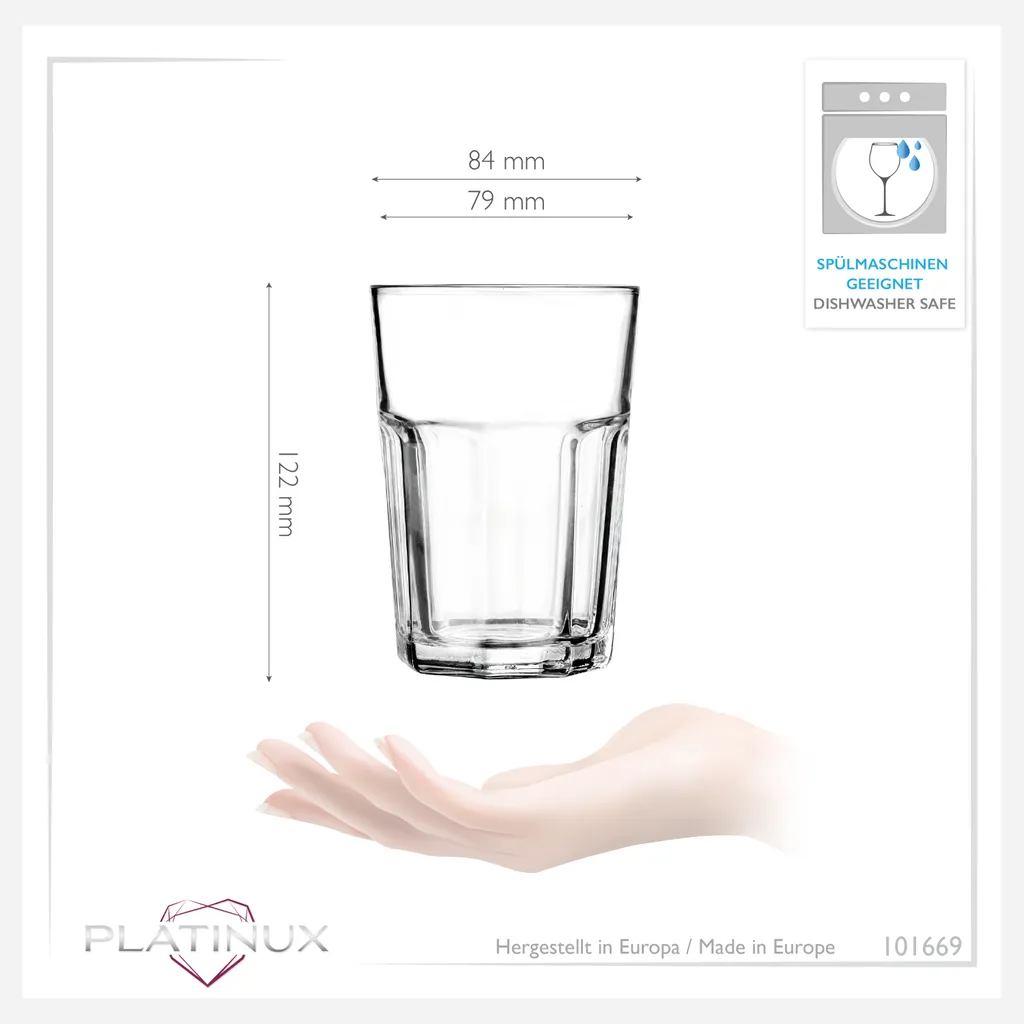 Allzweck-Trinkgläser 350ml (max.360ml) Set 6-Teilig Aus Glas 4 Allzweck-Trinkgläser 350ml (max.360ml) Set 6-Teilig Aus Glas – Bild 4