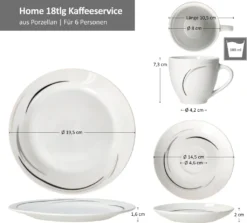 Van Well 18tlg. Kaffee-Service Home Für 6 Personen I 6x Tasse 180ml, 6x Untertasse + 6x Kuchenteller I Porzellan-Geschirr Mit Streifen In Grau, Schwarz & Creme I Kaffeepott, Dessert-Teller 13 Van Well 18tlg. Kaffee-Service Home Für 6 Personen I 6x Tasse 180ml, 6x Untertasse + 6x Kuchenteller I Porzellan-Geschirr Mit Streifen In Grau, Schwarz & Creme I Kaffeepott, Dessert-Teller -Qualitätsladen Für Geschirr e38ef52b4edf287ef9ae5f2519a13802