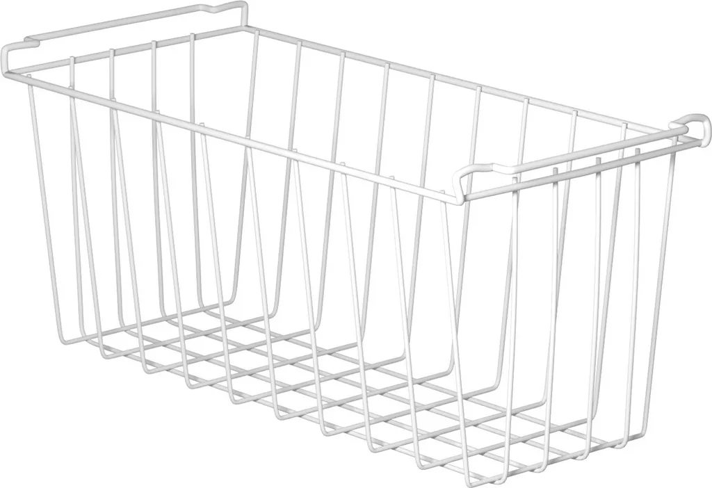 Aufbewahrungskorb 48cmx18cmx18cm, Einlegekorb, Gefrierschrank Organizer, Drahtkorb Aus Eisen Mit PE-Beschichtung, Weiß 2 Aufbewahrungskorb 48cmx18cmx18cm, Einlegekorb, Gefrierschrank Organizer, Drahtkorb Aus Eisen Mit PE-Beschichtung, Weiß – Bild 2