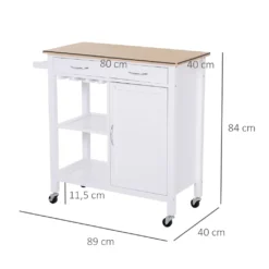 HOMCOM Servierwagen Küchenwagen Rollwagen Küchentrolley Mit Schrank Schublade Holz Weiß 88,5 X 40 X 86 Cm -Qualitätsladen Für Geschirr e671e4d4147c57496980e22142765a04