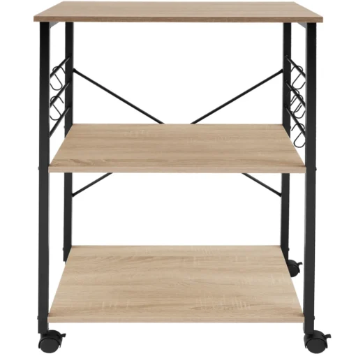 Tectake Servierwagen Rugby 65,5x45,5x88,5cm - Industrial Holz Hell, Eiche Sonoma – Bild 6