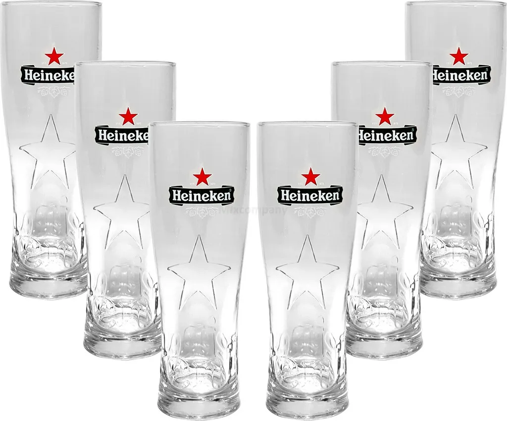 Heineken Bier 0,25 Glas Gläser Set - 6x Gläser 0,25 GEEICHT Bierglas Ellipse 1 Heineken Bier 0,25 Glas Gläser Set - 6x Gläser 0,25 GEEICHT Bierglas Ellipse