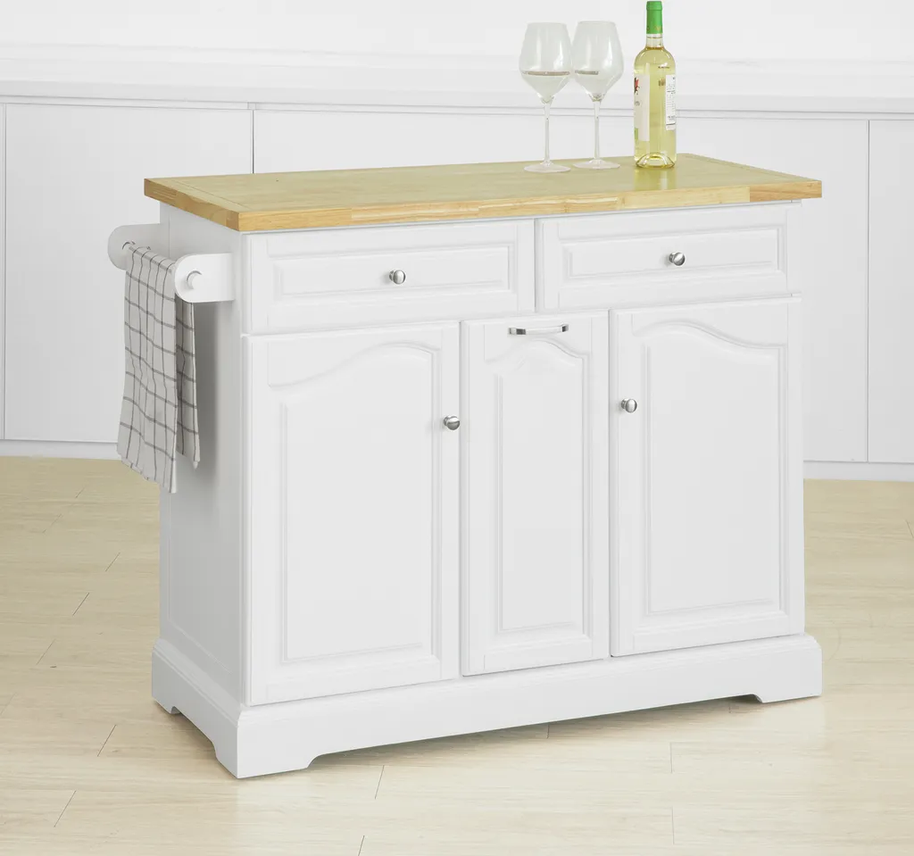 SoBuy FKW100-WN Kücheninsel Mit Arbeitsplatte Küchenwagen Mit 2 Türen Und Ausziehbarem Flaschenhalter Küchenschrank Sideboard Küchentrolley Weiß BHT Ca.: 115x90x46cm 3 SoBuy FKW100-WN Kücheninsel Mit Arbeitsplatte Küchenwagen Mit 2 Türen Und Ausziehbarem Flaschenhalter Küchenschrank Sideboard Küchentrolley Weiß BHT Ca.: 115x90x46cm – Bild 3