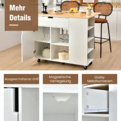 COSTWAY Küchenwagen Mit Ausziehbarer Arbeitsfläche, Servierwagen Auf Rollen, Kücheninselwagen Holz, Küchenschrank Mit Ablagen & Schublade & Gewürzregal, Küchentrolley Für Küche Esszimmer (Weiß) 12 COSTWAY Küchenwagen Mit Ausziehbarer Arbeitsfläche, Servierwagen Auf Rollen, Kücheninselwagen Holz, Küchenschrank Mit Ablagen & Schublade & Gewürzregal, Küchentrolley Für Küche Esszimmer (Weiß) -Qualitätsladen Für Geschirr eae00b485ae1df92c7e164f465a0b1c1