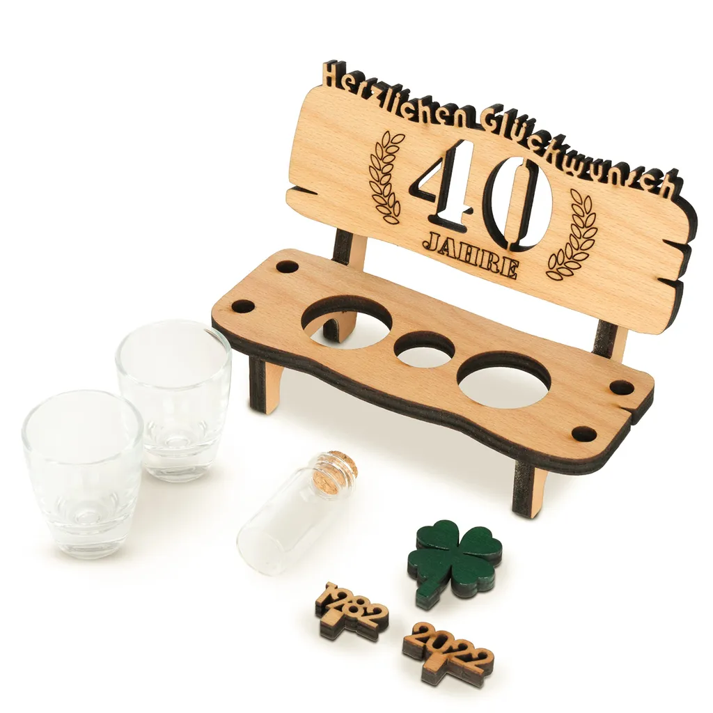 Brynnberg Schnapsbank Mit Jahreszahl Zum Geburtstag - Holz Lorbeerkranz Mit Zahl 40 Jahre Hochzeitstag Und Jahrestag Oder Geburtstag - Schnapsgläser Latte Mit 2 Gläsern 5 Brynnberg Schnapsbank Mit Jahreszahl Zum Geburtstag - Holz Lorbeerkranz Mit Zahl 40 Jahre Hochzeitstag Und Jahrestag Oder Geburtstag - Schnapsgläser Latte Mit 2 Gläsern – Bild 5
