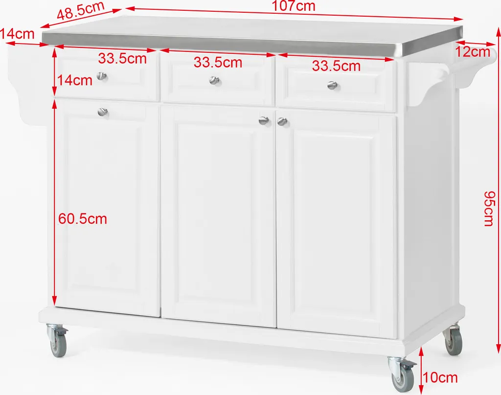 SoBuy Küchenwagen Mit Edelstahltop,Küchenschrank,Rollwagen FKW33-W 5 SoBuy Küchenwagen Mit Edelstahltop,Küchenschrank,Rollwagen FKW33-W – Bild 5