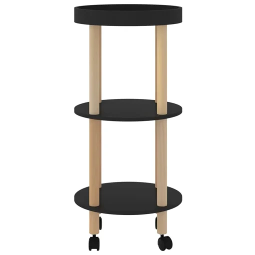 VidaXL Servierwagen 3 Etagen Schwarz 38x38x82 Cm Holzwerkstoff & Holz – Bild 4