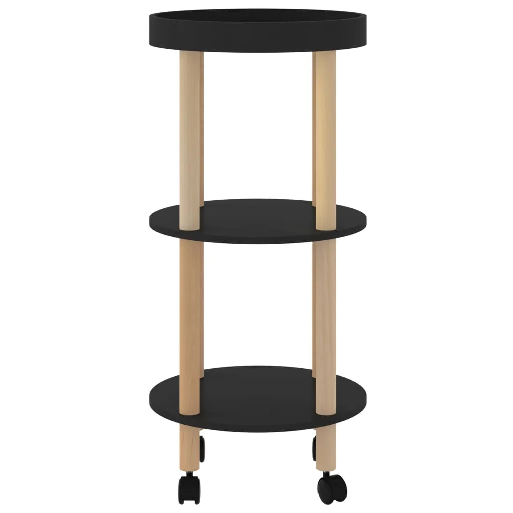 VidaXL Servierwagen 3 Etagen Schwarz 38x38x82 Cm Holzwerkstoff & Holz 4 VidaXL Servierwagen 3 Etagen Schwarz 38x38x82 Cm Holzwerkstoff & Holz – Bild 4