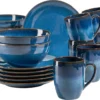 Mäser 931945 Frühstücksset Ossia Für 6 Personen, Steinzeug, Blau (1 Set, 18-teilig)
