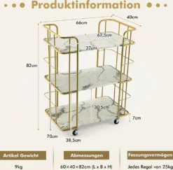 COSTWAY Küchenwagen Mit Universalrädern, Servierwagen 3 Ablagen, Marmor-Optik Barwagen Modern, Mobiler Rollwagen, Haushaltswagen Metallrahmen, Mehrzweckwagen Für Haus, Restaurant, Allzweckwagen Golden 11 COSTWAY Küchenwagen Mit Universalrädern, Servierwagen 3 Ablagen, Marmor-Optik Barwagen Modern, Mobiler Rollwagen, Haushaltswagen Metallrahmen, Mehrzweckwagen Für Haus, Restaurant, Allzweckwagen Golden -Qualitätsladen Für Geschirr ef38b4b759577b14be497cdd69fa5fd8