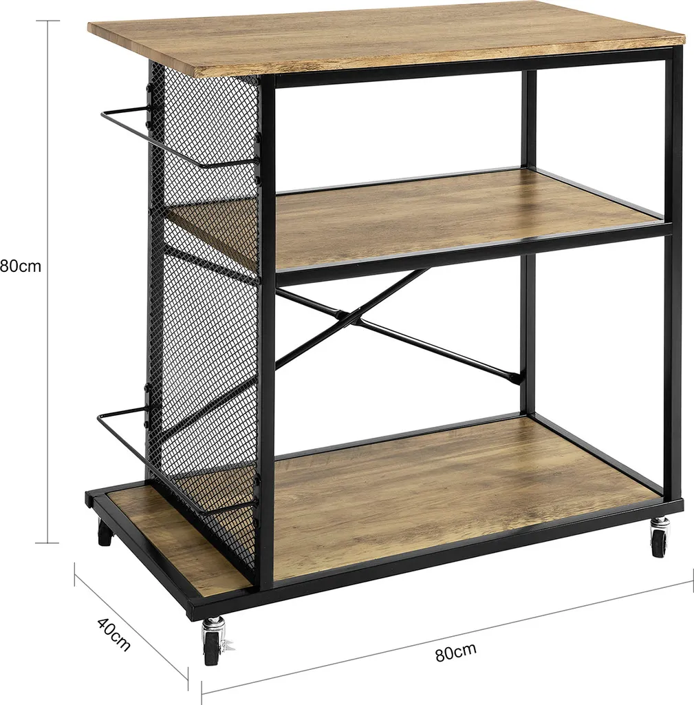SoBuy SVW05-N Servierwagen Mit 3 Ebenen Beistellwagen Barwagen Küchenwagen Küchenregal Mit Rollen BHT Ca.: 80x80x40cm 4 SoBuy SVW05-N Servierwagen Mit 3 Ebenen Beistellwagen Barwagen Küchenwagen Küchenregal Mit Rollen BHT Ca.: 80x80x40cm – Bild 4