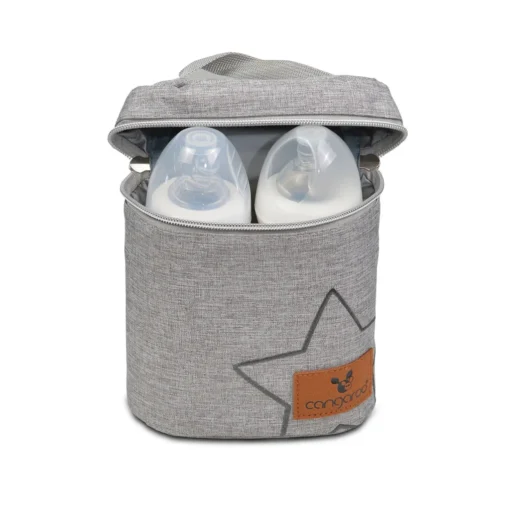 Cangaroo Thermotasche Charlie Thermobox Für 2 Babyflaschen Reißverschluss Griff Hellgrau – Bild 4