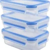 Emsa Clip & Close Frischhaltedosen 3er-Set á 0,55 L, Blau