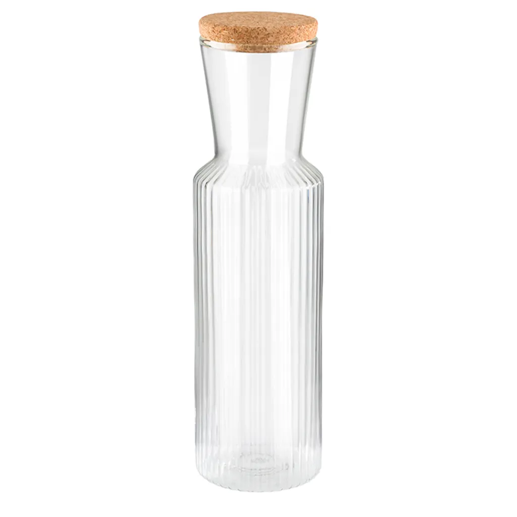 APS Glaskaraffe -LINES- /// Ø 8 Cm, H: 27 Cm, 0,9 Liter /// Glas, Deckel Aus Kork /// /// 10738 3 APS Glaskaraffe -LINES- /// Ø 8 Cm, H: 27 Cm, 0,9 Liter /// Glas, Deckel Aus Kork /// /// 10738 – Bild 3