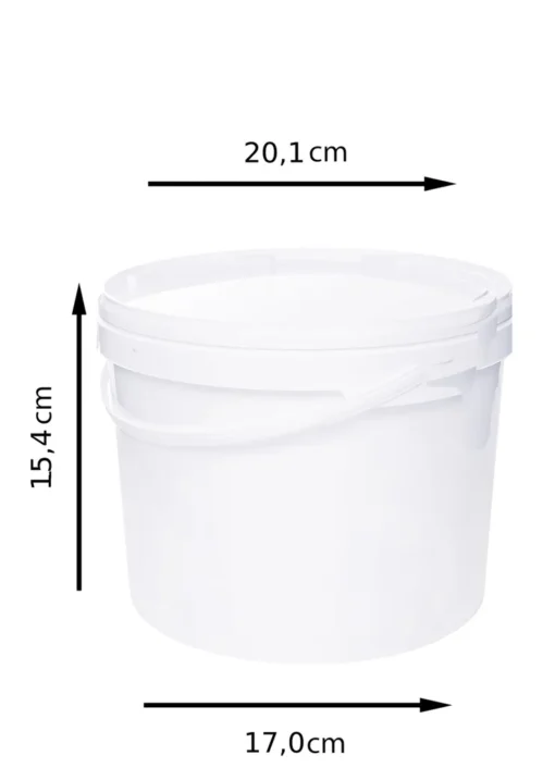 Eimer Mit Deckel Und Henkel Weiß Lebensmittelecht, Stabil, Luftdicht - Plastikeimer Mit Griff Bügel Lebensmitteleimer, Anzahl:1, Farbe:Weiß, Größe:3L – Bild 2
