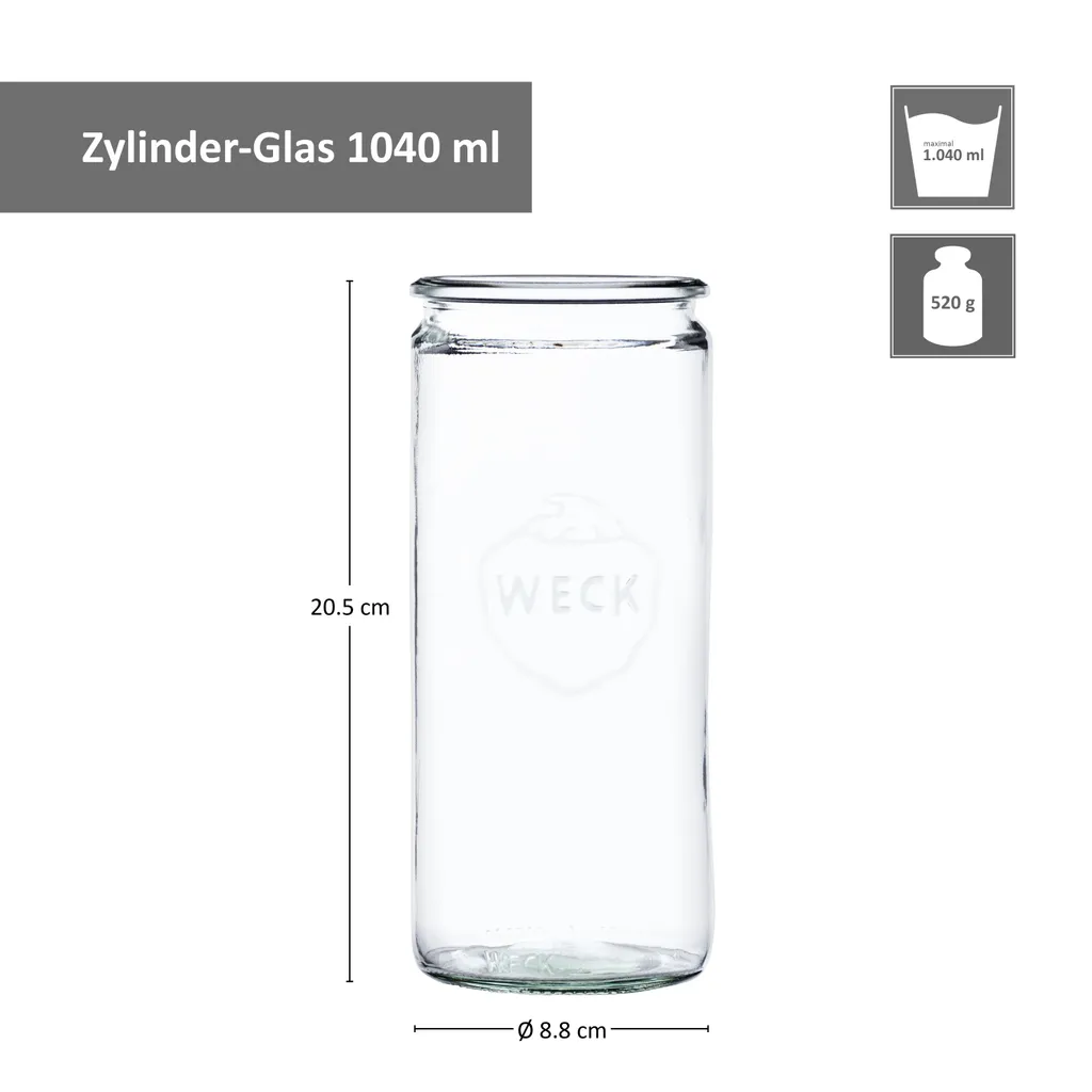 12er Set Weck Gläser 1040ml Zylinderglas Mit 12 Glasdeckeln Inkl Rezeptheft 7 12er Set Weck Gläser 1040ml Zylinderglas Mit 12 Glasdeckeln Inkl Rezeptheft – Bild 7