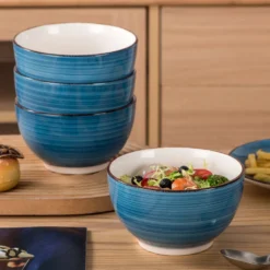 Vancasso Bella Steinzeug Kombiservice, 16 Teilig Geschirrset Für 4 Personen, Mit Je 4 Dessertteller, Speiseteller, Müslischalen, Kaffeebecher, Blau -Qualitätsladen Für Geschirr f5cae85e8e0f7021265da7b151cde4a3