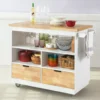 SoBuy FKW107-WN Design Küchenwagen Mit Arbeitsplatte Kücheninsel Küchenschrank Rollwagen Sideboard Auf Rollen Weiß-Natur BHT Ca.: 110x91x55cm