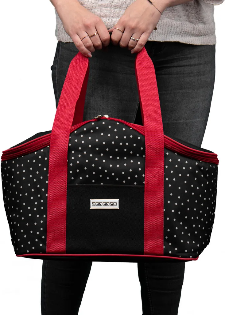 Anndora Kühltasche 20 L - Schwarz Weiß Gepunktet Isoliertasche Einkaufstasche - Snövit - Schwarz-Rot 7 Anndora Kühltasche 20 L - Schwarz Weiß Gepunktet Isoliertasche Einkaufstasche - Snövit - Schwarz-Rot – Bild 7