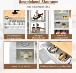 COSTWAY Küchenwagen Mit Ausziehbarer Arbeitsfläche, Servierwagen Auf Rollen, Kücheninselwagen Holz, Küchenschrank Mit Ablagen & Schublade & Gewürzregal, Küchentrolley Für Küche Esszimmer (Weiß) 9 COSTWAY Küchenwagen Mit Ausziehbarer Arbeitsfläche, Servierwagen Auf Rollen, Kücheninselwagen Holz, Küchenschrank Mit Ablagen & Schublade & Gewürzregal, Küchentrolley Für Küche Esszimmer (Weiß) -Qualitätsladen Für Geschirr f81061721ffe2940670b5ce47c3d48d2