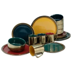 CreaTable 22973 Kombiservice Rustikal Collection Für 4 Personen, Steinzeug, Mehrfarbig (1 Set, 16-teilig)