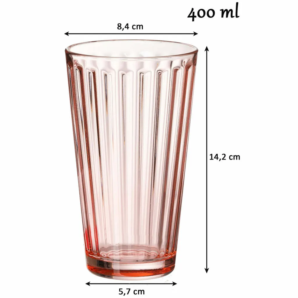 Ritzenhoff & Breker Longdrinkglas Lawe, Becher, Trinkglas, Glas, Rosa, 400 Ml, 164459 3 Ritzenhoff & Breker Longdrinkglas Lawe, Becher, Trinkglas, Glas, Rosa, 400 Ml, 164459 – Bild 3