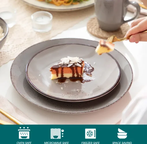 Vancasso Navia Nature 16 Teilig Kombiservice, Geschirrset Aus Steingut In 4 Farbkombi (Erdfarben, Hellblau, Cremefarben, Beige), Vintage Design – Bild 3